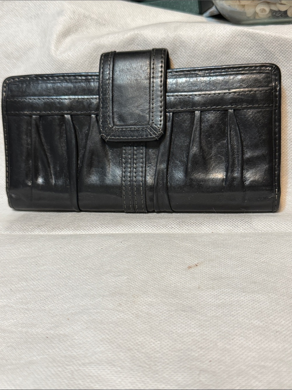 Fossil Black Leather Glazed Clutch Wallet